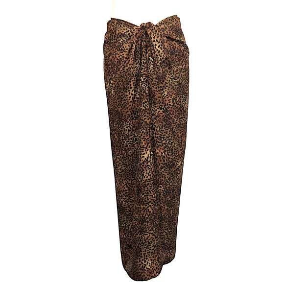 Caron Joy Vintage Leopard Print Tie Waist Chiffon Maxi Skirt Size Small-Medium - Picture 1 of 7
